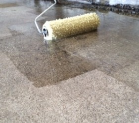 Roller Applied Merlin Barrier Coat-Damp proofing concrete and cementitious screeds (DPM)