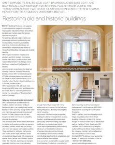SMET features in NI Builder Mag | Lime-based Mortars | Seamus Heaney Centre